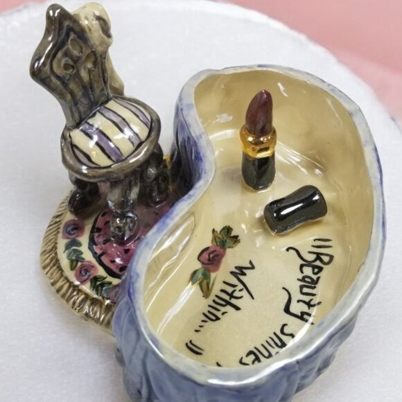 Blue Sky Clay Works Vanity Tray Dish Heather Goldminc "BEAUTY SHINES FROM WITH" - Picture 14 of 14